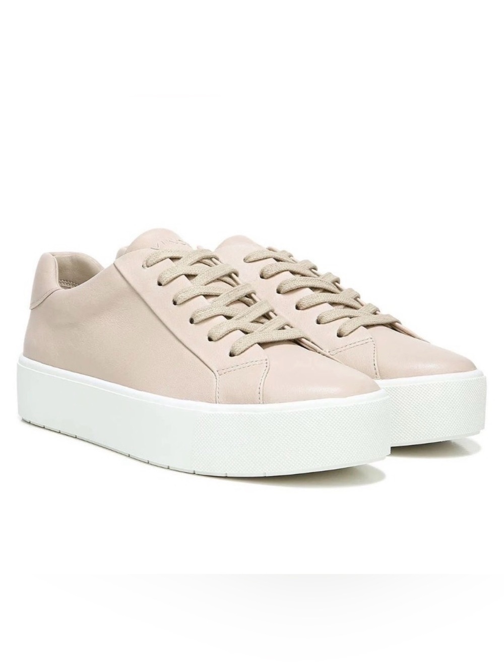 VINCE Women’s Benfield Soft Leather Taupe Platform Sneakers GUC
